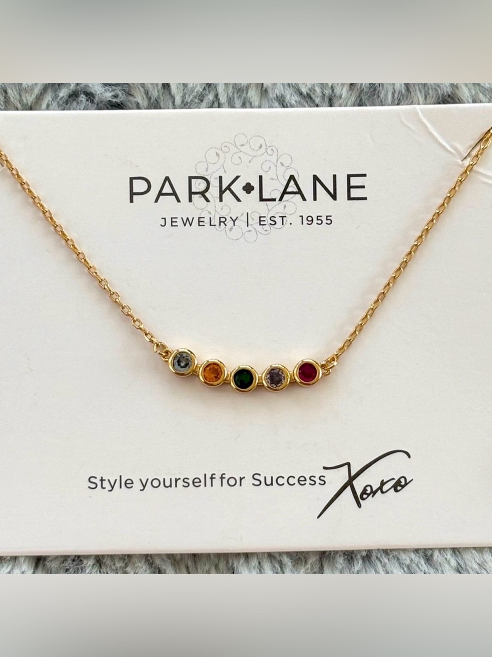 Park Lane Multi Color Rainbow CZ Gold plated Bar Necklace